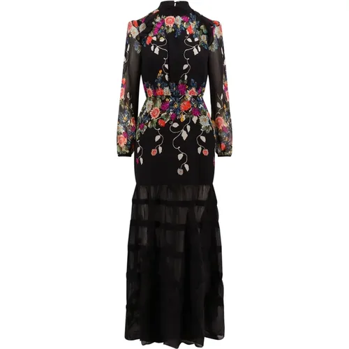 Silk Dress with High Neck , female, Sizes: S - Saloni - Modalova
