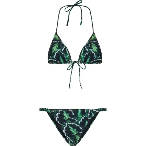 Grünes Blattmuster Triangel-Bikini , Damen, Größe: M - Reina Olga - Modalova