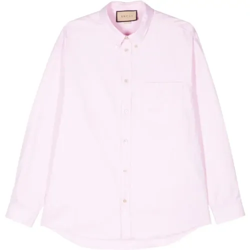 Double-G Embroidered Cotton Shirt , female, Sizes: XL, 2XL, 3XL - Gucci - Modalova