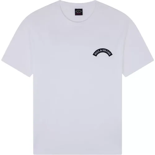 Schrift T-Shirt Weiß , Herren, Größe: XL - PAUL & SHARK - Modalova