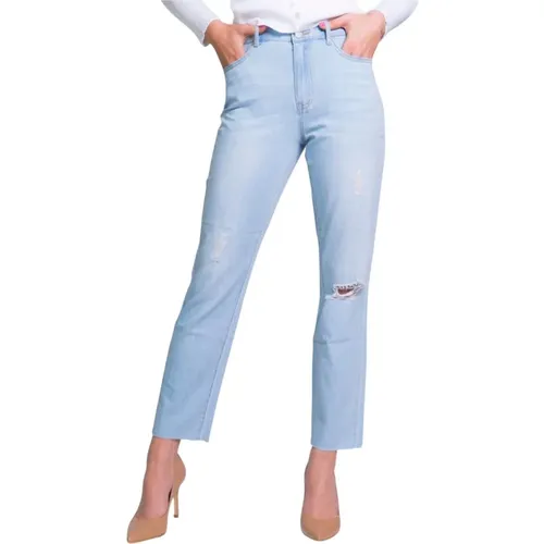 Hellblaue Reißverschluss und Knopf Jeans , Damen, Größe: M - Vila - Modalova