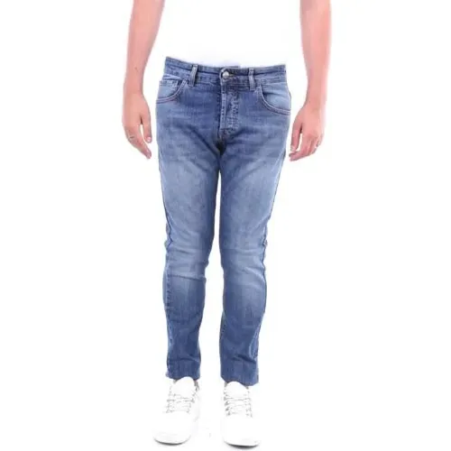 Men Slim Fit Cotton Jeans with High Waist and Five Pockets , male, Sizes: W38 - Entre amis - Modalova