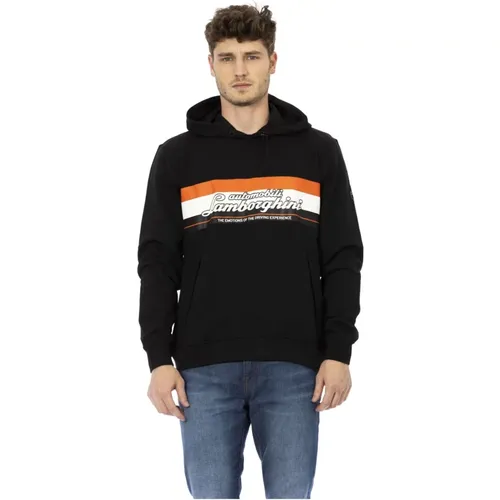 Hoodie with Front Print and Logo Insert , male, Sizes: M - Automobili Lamborghini - Modalova