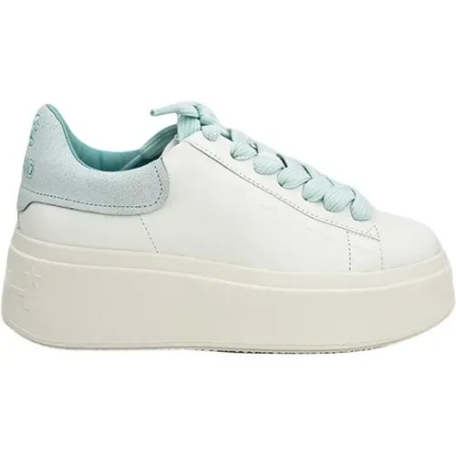 Moby - Blanco, 35 - Weiße Leder Sneaker mit Doppelter Plattform , Damen, Größe: 37 EU - Ash - Modalova