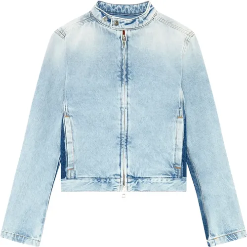 Schmale Jacke aus zweifarbigem Denim , Damen, Größe: XS - Diesel - Modalova