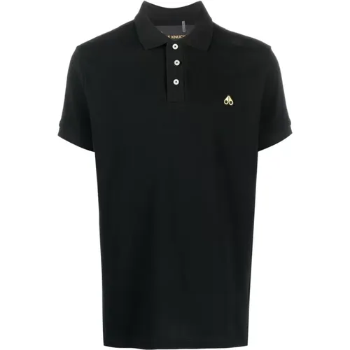 Schwarzes Poloshirt Baumwolle Pique Logo , Herren, Größe: S - Moose Knuckles - Modalova