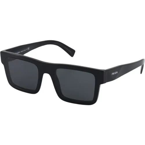 Schwarze Rechteckige Sonnenbrille , Herren, Größe: 55 MM - Prada - Modalova