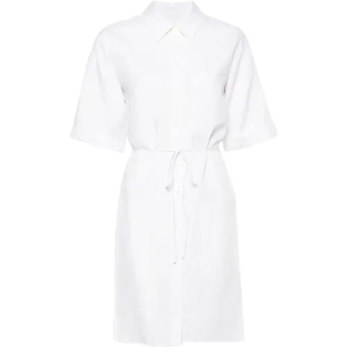 Linen Dress Silver Logo , female, Sizes: S, L, M, XS - Calvin Klein - Modalova