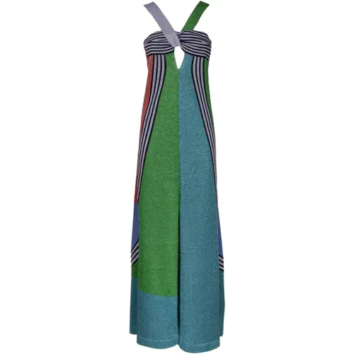 Langes Ausgestelltes Lurex-Kleid mit V-Ausschnitt - Circus Hotel - Modalova