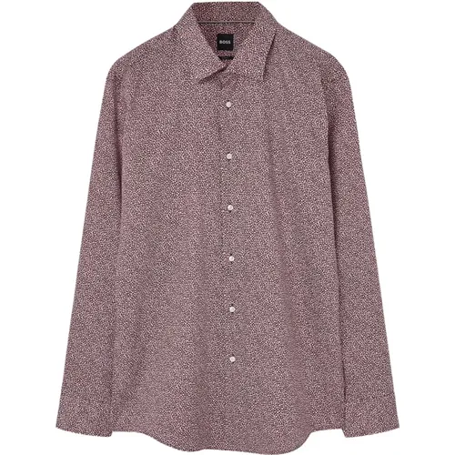 Burgundy Patterned Shirt , male, Sizes: L, 2XL, M, XL, 3XL - Boss - Modalova