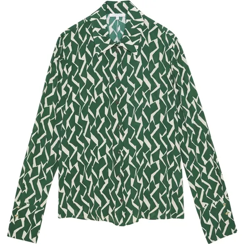 Hemd geometrisches grünes Druckhemd , Damen, Größe: 2XS - PATRIZIA PEPE - Modalova