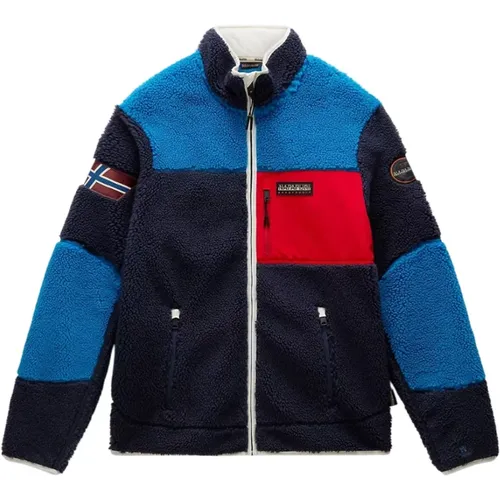 Blaue Fleecejacke Yupik Stil , Herren, Größe: M - Napapijri - Modalova