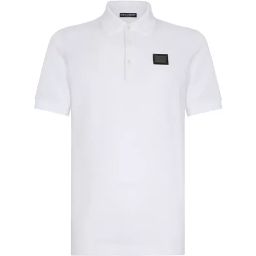 Short Sleeve Cotton Polo with Metal Logo , male, Sizes: L, S - Dolce & Gabbana - Modalova