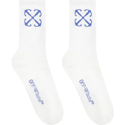 Off , Logo Intarsia Baumwollmischsocken , Herren, Größe: M - Off White - Modalova