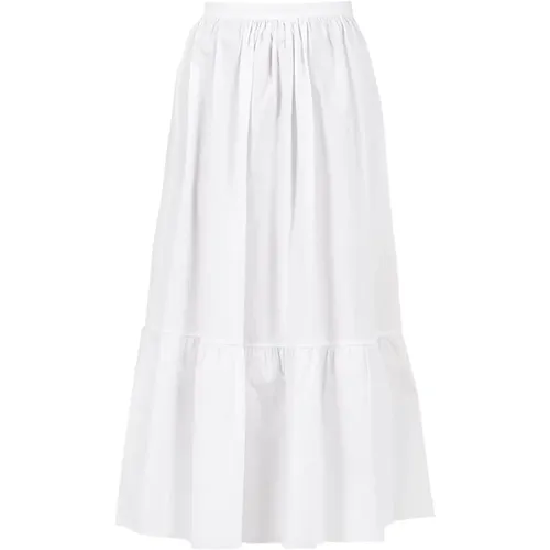 Midi Skirt with Decorative Ruffle , female, Sizes: M, S, L, XS, 2XS - PATRIZIA PEPE - Modalova