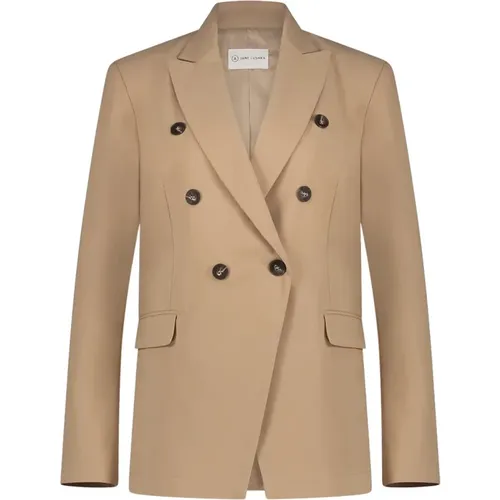 Eleganter Beiger Blazer mit Stretchigem und Antibakteriellem Stoff , Damen, Größe: S - Jane Lushka - Modalova