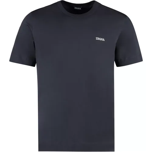 Baumwoll-Logo-T-Shirt Gerippter Saum - Ermenegildo Zegna - Modalova