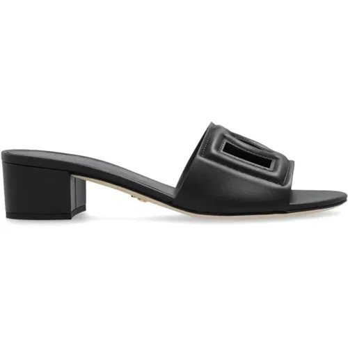 Leather heeled slides , female, Sizes: 4 1/2 UK, 5 1/2 UK - Dolce & Gabbana - Modalova