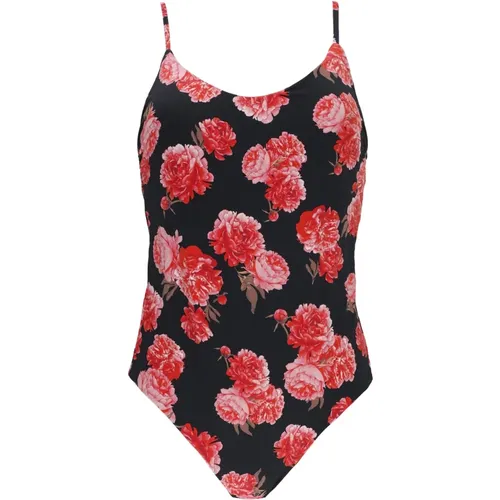 Schwarzer Blumen Monokini Badeanzug , Damen, Größe: XS - Fisico - Modalova