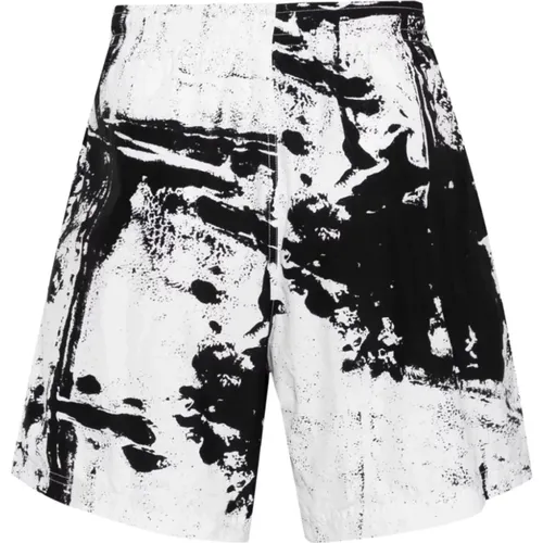 Weiße Badeshorts mit Abstraktem Muster , Herren, Größe: M - alexander mcqueen - Modalova