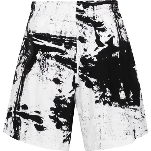 White Abstract Pattern Swim Shorts , male, Sizes: L, M - alexander mcqueen - Modalova