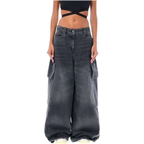 Wide Denim Jeans - Black/Brown Aw23 , female, Sizes: W25, W26 - Palm Angels - Modalova