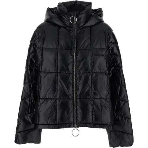 Schwarzer Puffer Cropped Mantel , Damen, Größe: XS - Semicouture - Modalova