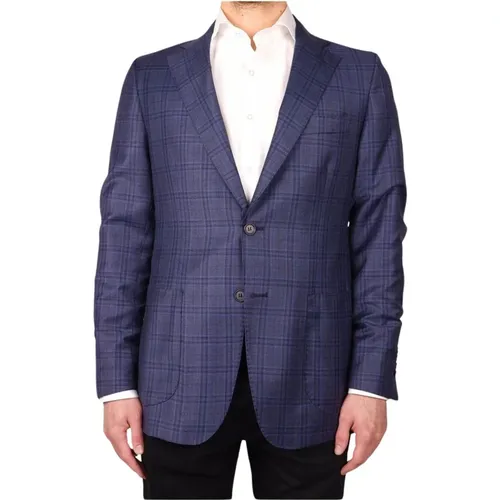 Tartan Wool Blazer , male, Sizes: L, XL, M, S - Made in Italia - Modalova