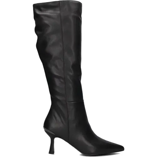 Schwarze Lederstiefel für Damen,Schwarze Wildleder Hohe Stiefel Damen - Stefano Lauran - Modalova