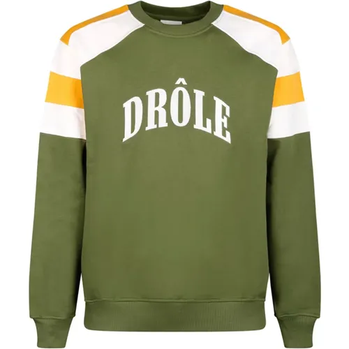 Sportlicher Baumwoll-Sweatshirt in Grün, Creme, Gelb , Herren, Größe: S - Drole de Monsieur - Modalova