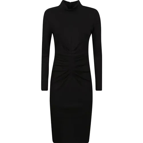 Schwarzes Jersey Midi Kleid mit Langen Ärmeln , Damen, Größe: L - Diane Von Furstenberg - Modalova