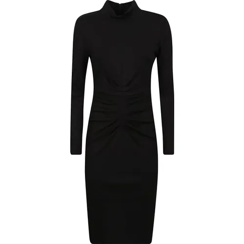 Schwarzes Jersey Midi Kleid mit Langen Ärmeln , Damen, Größe: M - Diane Von Furstenberg - Modalova