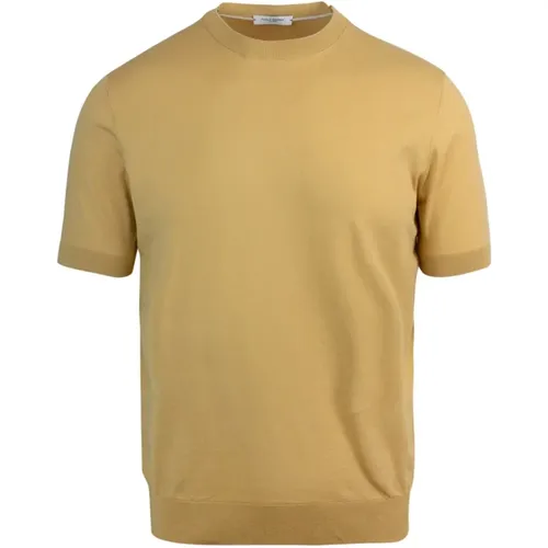 Gelbes Baumwoll-T-Shirt Regular Fit , Herren, Größe: M - Paolo Pecora - Modalova
