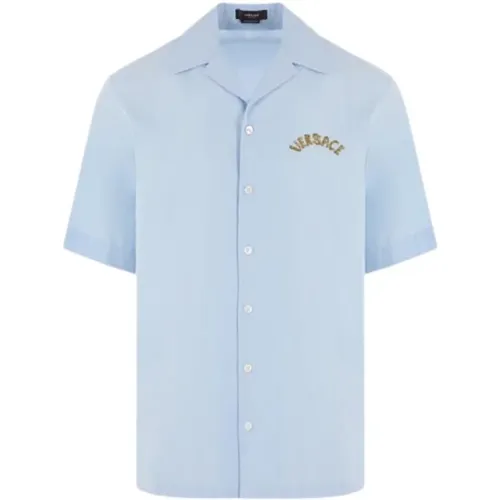 Bowling Shirt with Logo Embroidery , male, Sizes: L, XL - Versace - Modalova