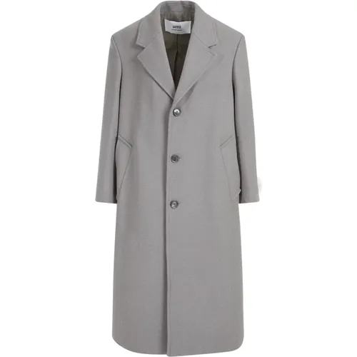 Taupe Wool Coat Aw23 , male, Sizes: XL - Ami Paris - Modalova