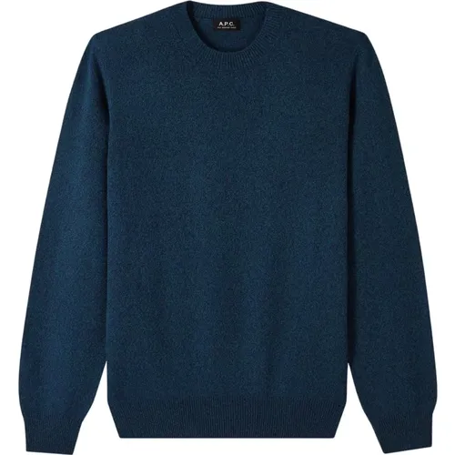 Blauer Merino und Baumwolle Rundhalsausschnitt Pullover - A.P.C. - Modalova