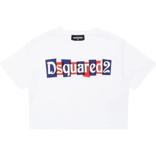 Kontrastdruck Rundhals Kurzarm T-shirt - Dsquared2 - Modalova