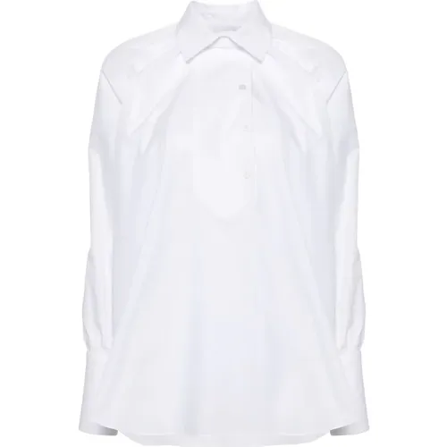 Weiße Baumwoll-Popeline-Hemd mit Dekorativen Nähten , Damen, Größe: S - Patou - Modalova