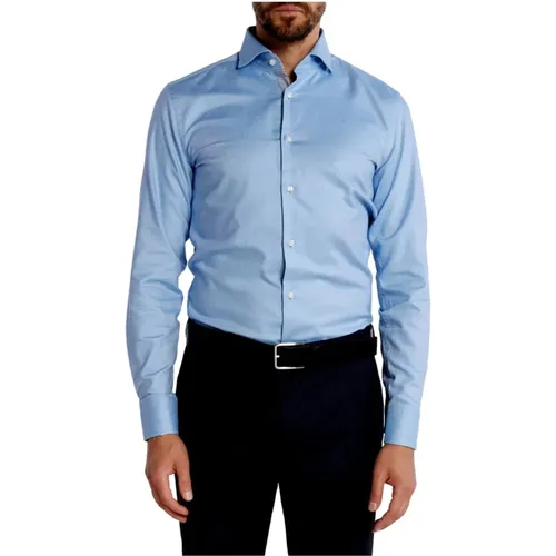 Slim Fit Baumwolltwill Hemd mit Kontrastdetails , Herren, Größe: 4XL - Hugo Boss - Modalova