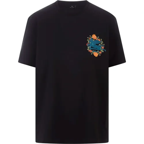 Floral Embroidered Crew-neck T-shirt , female, Sizes: M, S - ETRO - Modalova