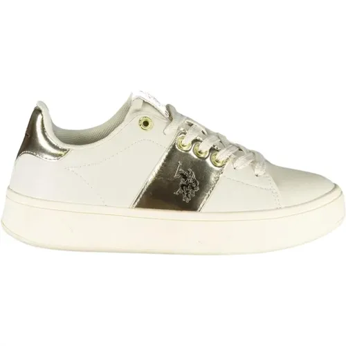 Polyester Lace-Up Sneaker with Contrast Details and Logo Print , female, Sizes: 3 UK, 4 UK, 2 UK - U.s. Polo Assn. - Modalova