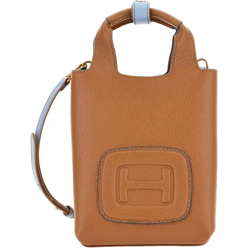 Braune Leder Tote Tasche,Geprägte Mini-Shoppingtasche,Handbags,Tote Bags - Hogan - Modalova