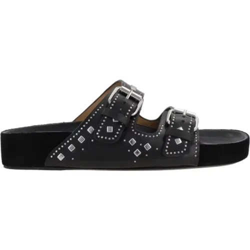 Schwarze Lederstudded Flatsandalen , Damen, Größe: 37 EU - Isabel marant - Modalova