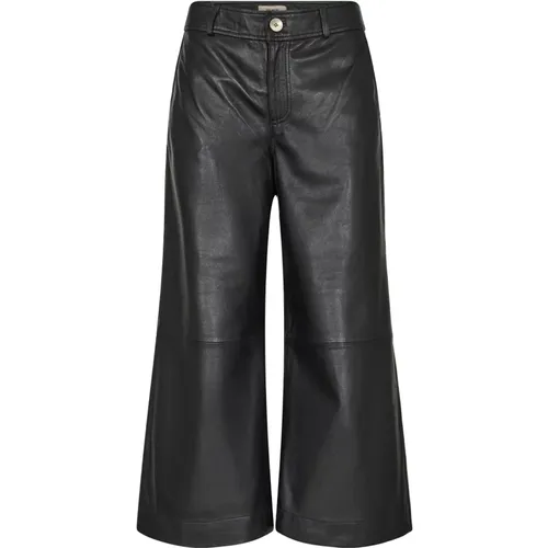 Loose-Fit Leather Pants with Wide Legs , female, Sizes: S - MOS MOSH - Modalova