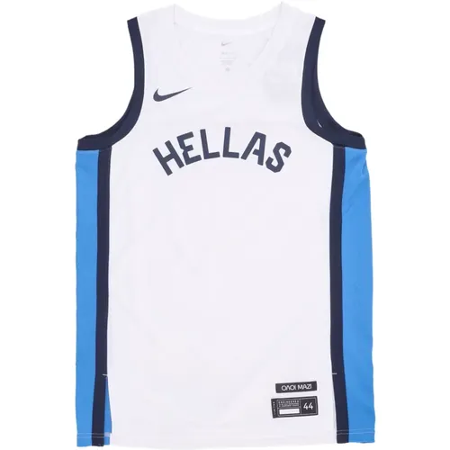 Greece Basketball Tank Top White/Blue , male, Sizes: M, XL, L, S - Nike - Modalova