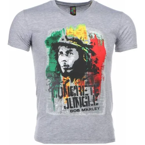 Bob Marley Concrete Jungle Print - Herren T-Shirt - 1406G - Local Fanatic - Modalova