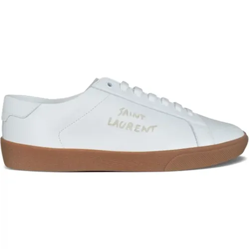 Klassische weiße Kalbsleder-Sneaker - Saint Laurent - Modalova