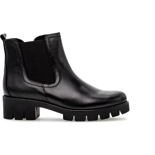 Schwarze Leder Chelsea Boots , Damen, Größe: 38 EU - Gabor - Modalova