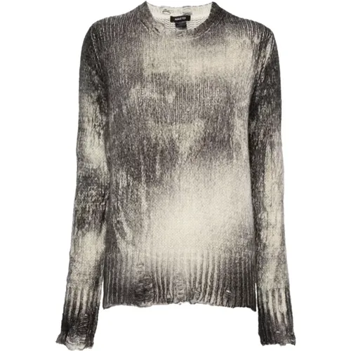 Grey Cashmere Blend Distressed Sweater , female, Sizes: M - Avant Toi - Modalova