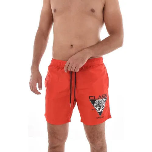 Rote Logo Badehose , Herren, Größe: XL - Cavalli Class - Modalova